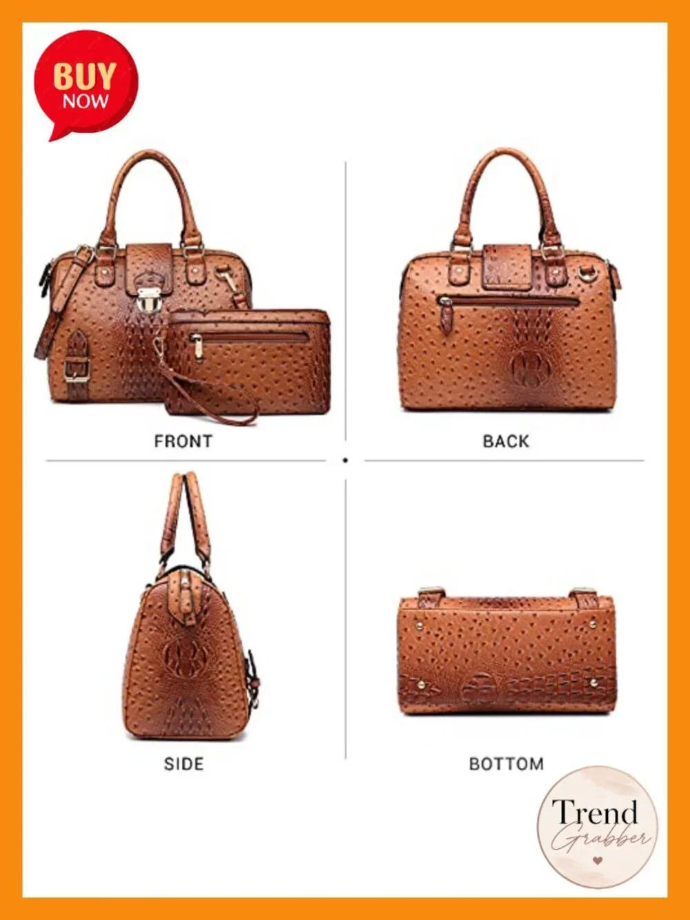 Vegan Leather Satchel Purse Top Handle Work Tote Handbag